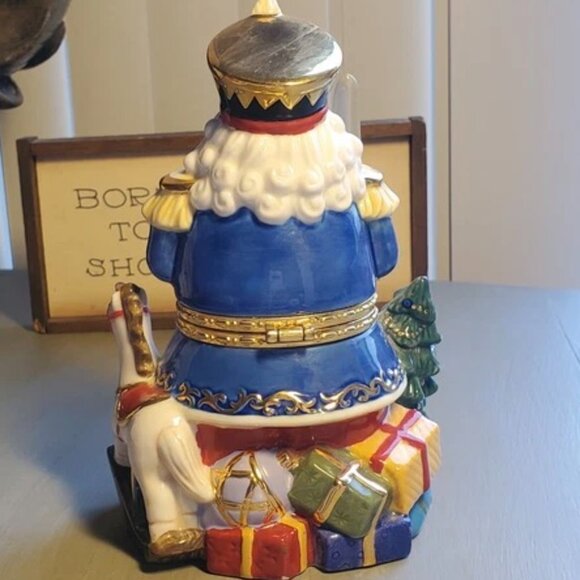 Traditions Porcelain Nutcracker Hinged Trinket Keepsake Box Soldier Toys 6" EUC - Picture 4 of 8